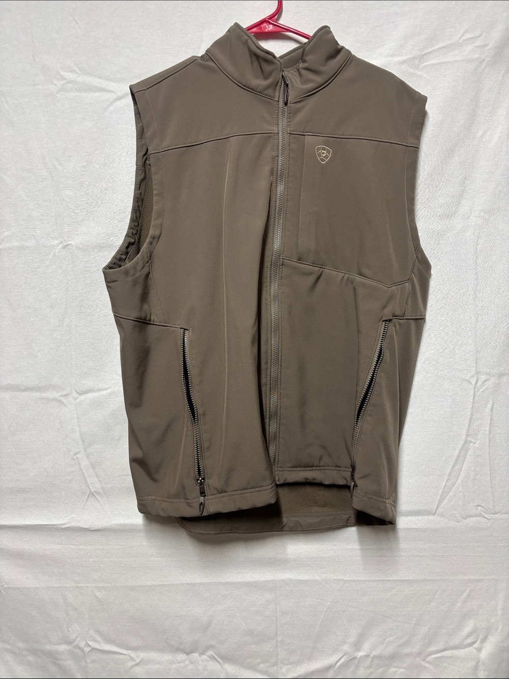 Ariat Olive Brown Softshell Vest with Zip Pockets